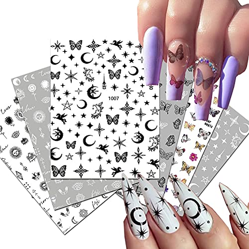 3D Metallic Nail Stickers Decal Self-Adhesive Nail Sticker Black White Line Butterfly Star Moon Nail Art Design Constellation Decals DIY Nail Tips Decorations Manicure for Women Girls 6sheets 3D Metallic Nail Stickers Decal Self-Adhesive Nail Sticker Black White Line Butterfly Star Moon Nail Art Design Constellation Decals DIY Nail Tips Decorations Manicure for Women Girls 6sheets