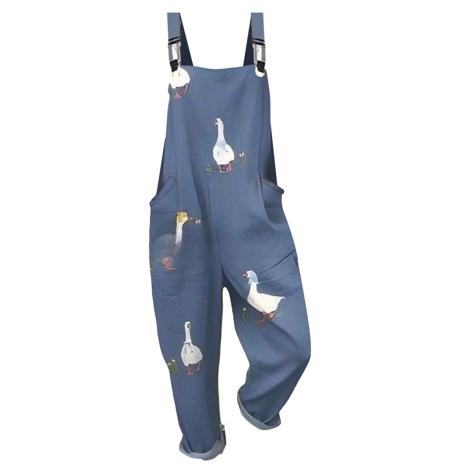 Generico Salopette Donna Estiva Lunga Elegante Tuta Jumpsuit Intera Curvy Casual Moda Stampa Jumpsuits Comoda Larga Pantaloni Da Lavoro Con Tasca Leggera Baggy Salopettes da Casa, Playsuit Mare