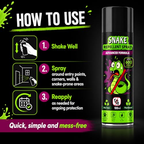 Image of Herbal Snake Repellent Spray 100ml | Plant-Based Non-Toxic Snake Deterrent | Up to 600 Sprays for Indoor & Outdoor Use | Garden, Farm, Home & Warehouse Protection (Pack Of 2)