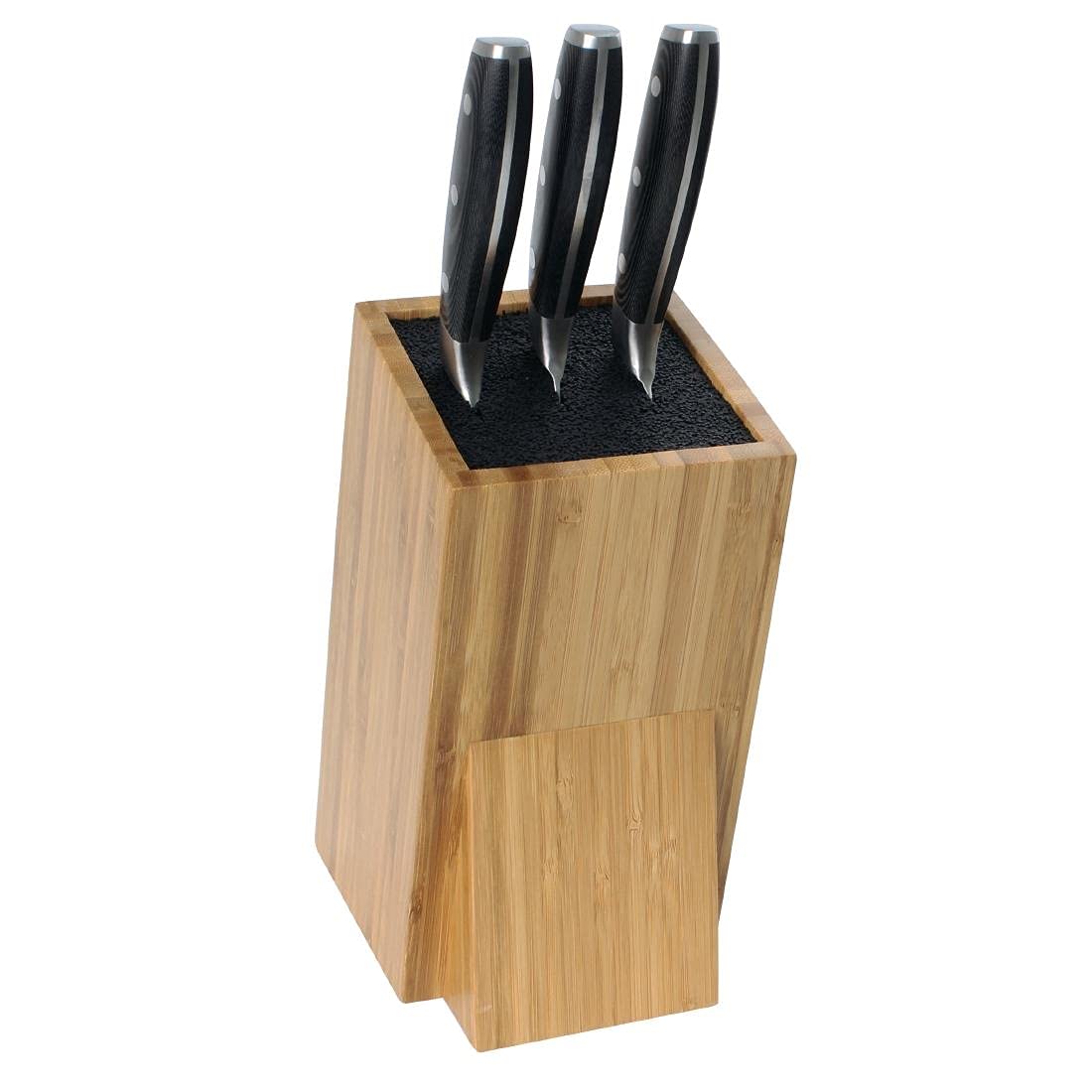 Vogue Bloc couteaux universel en bois, taille : 24,5 (H) x 12 (L) x 15,5 (P) cm, s'adapte à n'importe quel couteau, léger angle pour un accès facile, chefs professionnels et amateurs, CP862