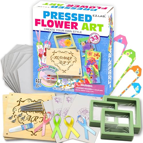 Creative Flower Press Kit for Kids, FunKidz 9 Layers Wooden Pressed Flowers Plants Art with Frames DIY Set Make Bookmarks Decorate Cards Craft Gift for Girls Boys