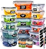 fullstar 50-Piece Plastic Food Storage Containers with Lids (24 Containers & 24 Lids) - Leakproof, BPA-Free, Meal Prep Containers, Reusable Lunch Storage Set for Kitchen Organization (Pack of 50)