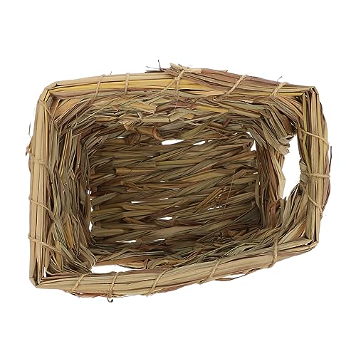 LEDMOMO シーシーハムスター隠れ家 自然わら製 多機能巣 小動物用遊び場 子ウサギやモルモットも対応 かわいいペットの巣ハウス 趣味のおちゃに