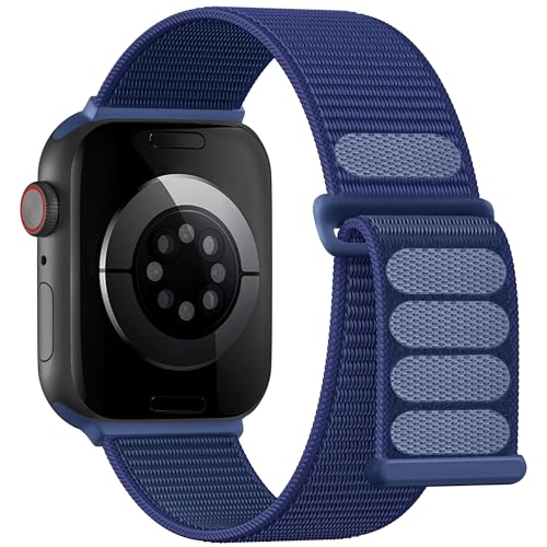 Lenrao Sport Loop Compatible with Apple Watch Bands for Men Women 44mm 45mm 46mm 49mm 42mm, Soft Nylon Wrist Straps for iWatch Bands for Series 11/10/9/8/7/6/5/4 Ultra SE 3/2/1 NavyBlue