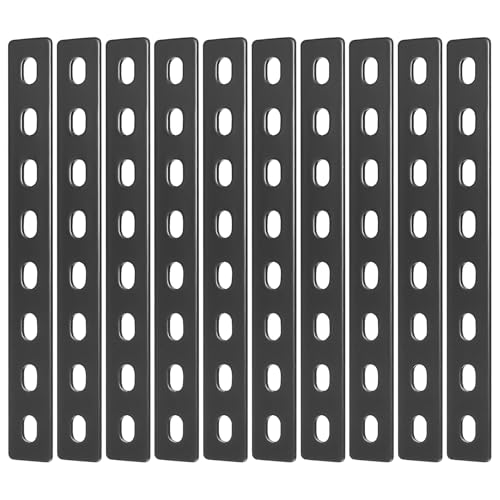 10 Pz Piastra di Giunzione Piana, Staffe Piatte Lamiera Forata, Staffe Piastra di Fissaggio con 8 Foro, Connettori Perforate Connettore, Lastrina di Giunzione Piatta per Legno Mobili(207x24x2,7 mm)