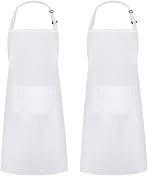 Syntus 2 Pack Adjustable Bib Apron Waterdrop Resistant with 2 Pockets Cooking Kitchen Aprons for Women Men Chef