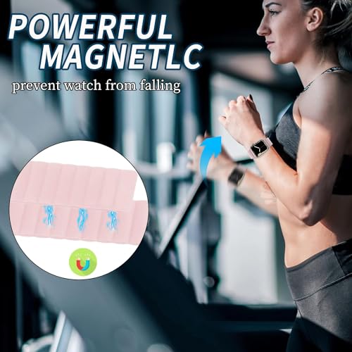 Image of Silicone Magnetic Band Compatible with Apple Watch 38mm 40mm 41mm 42mm 44mm 45mm 49mm, for Series Ultra 9 8 7 SE 6 5 4 3 2 1 Women Men |Watch Not Included (Pink, 38mm /40mm /41mm)