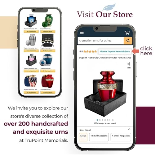 Image of Trupoint Memorials Cremation Urns for Human Ashes, Funeral Memorial Urn for Male and Female, Decorative Burial Grecian Urn Collection for Adult Men & Women - Grecian Red and Gold, 1 Keepsake
