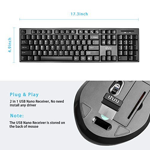 Buy UHURU Wireless Keyboard and Mouse Combo, 2.4G Whisper Compact Full