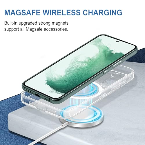 Image of CEDO Cover for Samsung Galaxy S22 +Plus (5G) | Compatible with MagSafe Wireless Charging | Designed with Magnetic Lock Shockproof Phone Bumper Transparent Back Case Cover (Transparent)