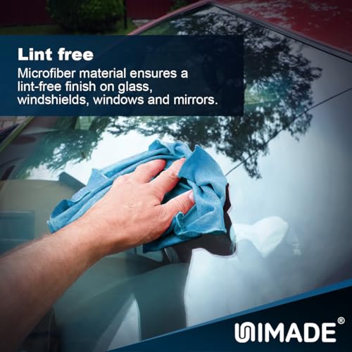 Image of UNIMADE Shop Rags, 4 Boxes - 400 Sheets Microfiber Cleaning Cloth | Commercial Grade Washcloths Lint-Free Bulk Shops Towels for Cars Mechanic Restaurant Garage Housekeeping, 11 inchx 9 inch, Blue