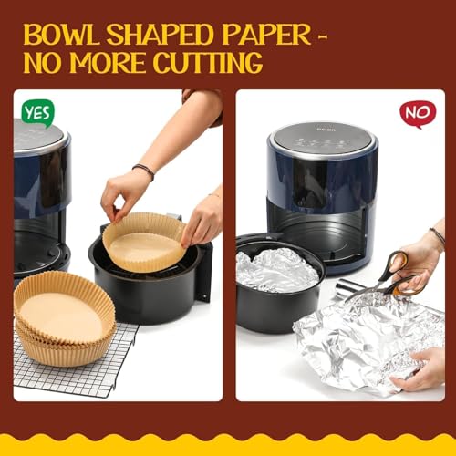 Image of 100 PCS Air Fryer Paper Sheets, Disposable Paper Liner for Microwave, Oil-Proof Air Fryer Parchment Paper for Frying, Baking, Cooking, Roasting and Microwave AAF-2 (Round)