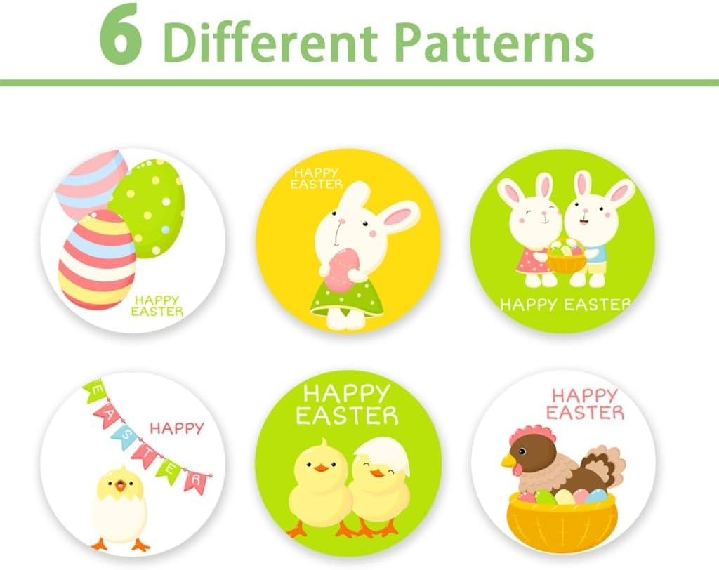 Mllepjdh 500Pcs Happy Easter Stickers Seal Label Sticker For Easter Party Kid Gift Decors Easter Sticker Roll 500pcs/roll Happy Easter Stickers Chicken Egg 6patterns Cartoon Cute
