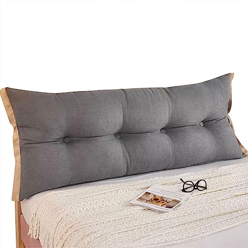 Gujuja Large Headboard Wedge Pillow Long Bolster Pillow for Bed Reading Pillows for Sitting in Bed Adult Daybed Pillows Backrest Headboard Cushion, Light Gray