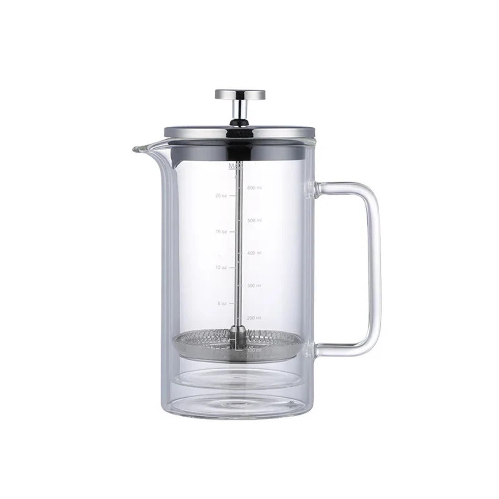 Caffettiera Cold Brew Caffettiera a doppio strato, filtro for caffè in polvere, in vetro borosilicato ad alta resistenza, teiera resistente al calore(600ml)