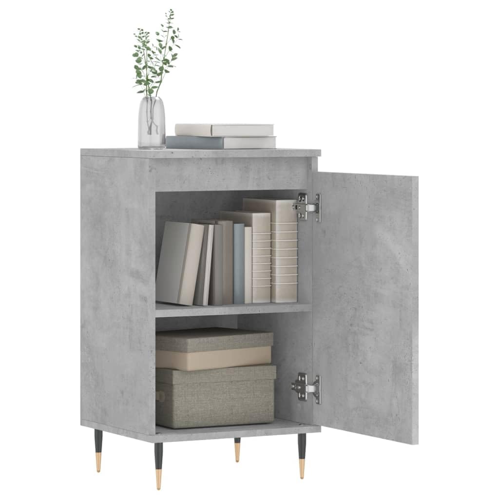 Madera de ingeniería resistente a la humedad con 2 compartimentos estilo | Aparadores 2 uds madera ingeniería gris hormigón 40x35x70 cm armario almacenaje con puerta y patas metal moderno