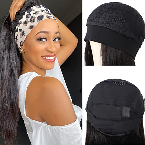 Image of ISEE Headband Wig Human Hair Glueless Straight Wig for Black Women 26 inch
