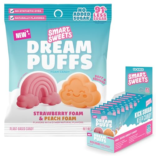 Image of SmartSweets Dream Puffs, Low Sugar Foam Candy, 1.8oz Bags, 14 Pack