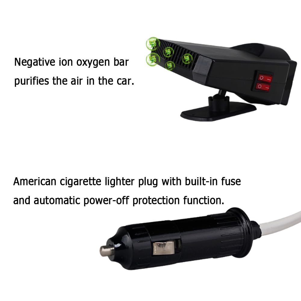 12V 200W Auto Heizlüfter Defroster, Riloer Tragbare Anti-Fog 2-In-1 Heizung/Kühlung Mini-Autoheizung, Luftreinigung Windschutzscheibe Demister Fenster Lüfter, Auto Winter Windschutz Demister
