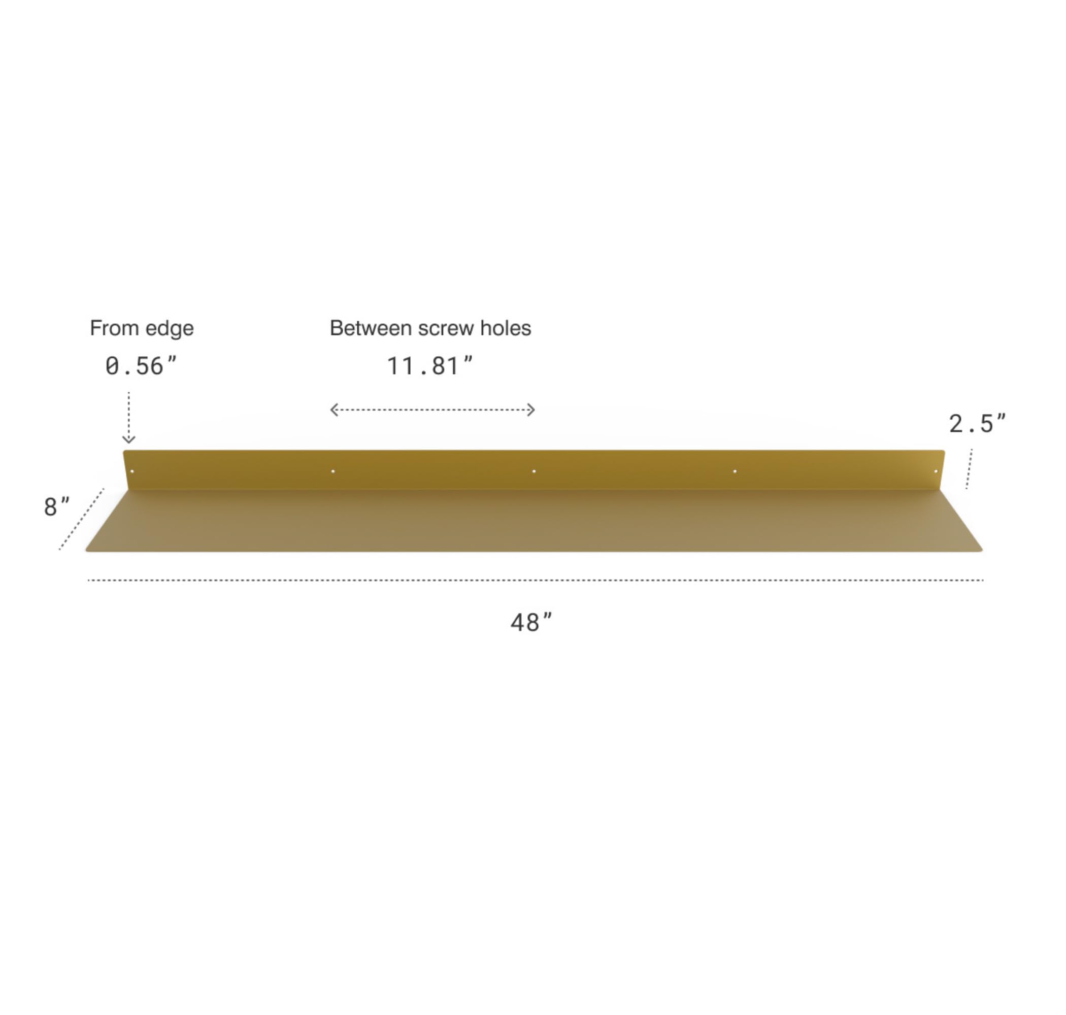 Estante flotante lineal, acero forjado de Estados Unidos, estante rústico moderno de metal resistente industrial montado en la pared, fabricado en los Estados Unidos (48 x 8 pulgadas con