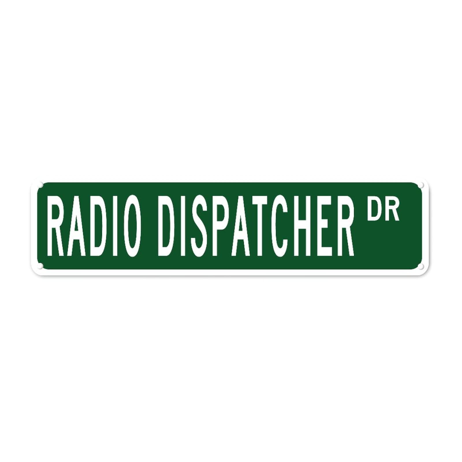 Radio Dispatcher DR Retro Tin Signs Aluminum Art Plaque Gift Outdoor Home Kitchen Garden Wall UV-Resistant Decor 4x16 Inch