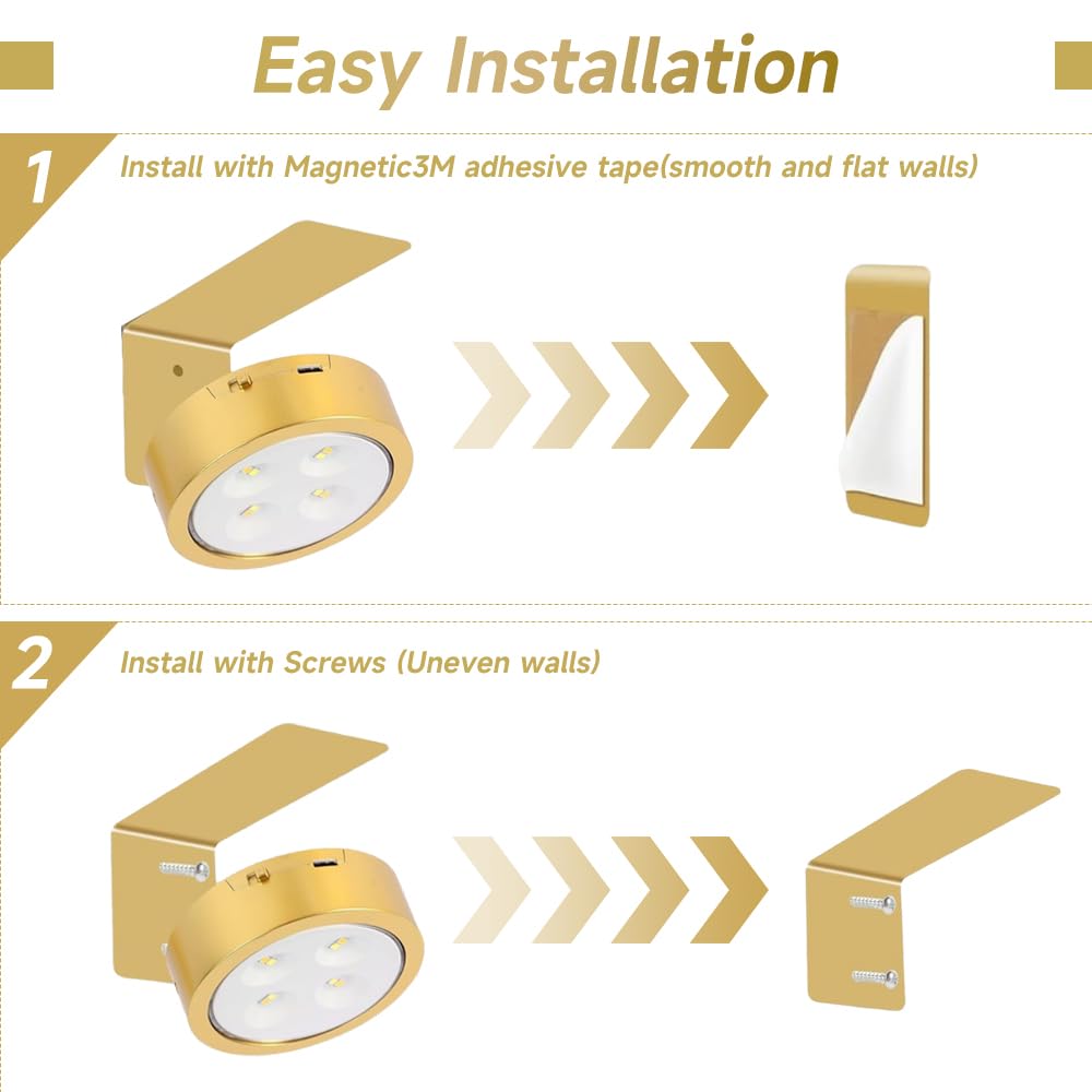 3 Pezzi Luci LED Senza Filo, Luce per Quadro Senza Fili, Luce per Quadri Senza Fili con Telecomando, 3 Color Temperatures, Luci da Esposizione, per Armadio Esposizione Pittura Arte