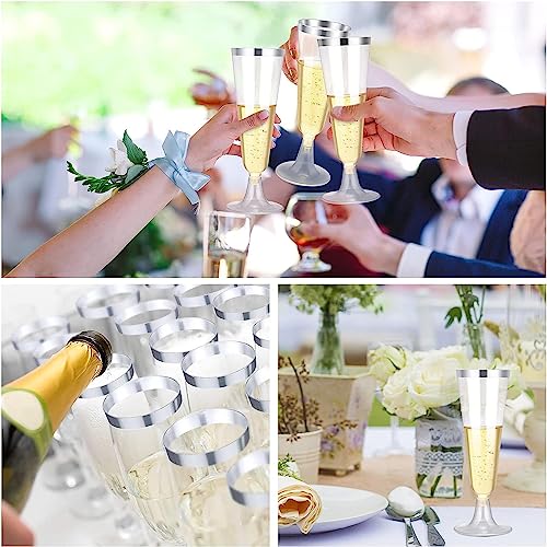 Copas de plástico de alta calidad LATERN con borde plateado y tallo estable para celebraciones 8