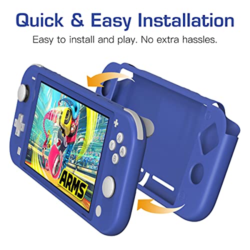MoKo Funda Compatible con Nintendo Switch Lite, Carcasa Protectora de Silicona Case Resistente Anti-Arañazo Cover Accesorios Compatible con Switch Lite Consola y Mando, Azul