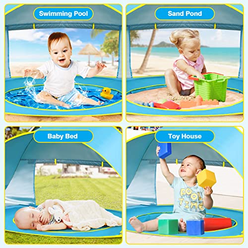 Barraca de praia para bebê GKPLY com piscina, barracas de praia pop-up para crianças pequenas ou inf
