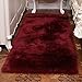 Produktbild Mengjie Alfombras de piel de oveja de imitación Suave peluda mullida cubierta de alfombra Grande Alfombrillas antideslizantes para Silla Cama Sofá Piso Con Lana extra Larga (Rojo vino), 120 * 60