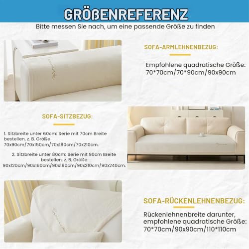 LINGKY Sofa Überzug Dicke Plüsch Sofabezug, Creme, 90x160cm – Ansicht 4