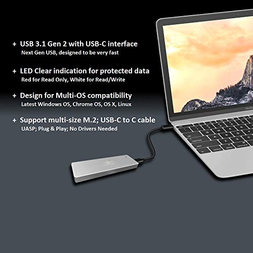 Vantec M.2 Sata Ssd To Usb 3.1 Gen 2 Type C Enclosure With Type C To C Cable, Silver (Nst-203C3-Sv) #TOP2