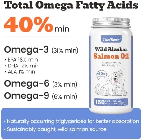 Wild Alaskan Salmon Oil for Dogs – Omega-3 EPA DHA – 150 Soft Gels - 3