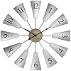 PresenTime & Co. 24" Lorenzo Farmhouse DIY Windmill Clock, Indoor/Outdoor Clock, Silent no Ticking, Wall Sculpture, Wall Art and Timepiece for Home Decoration, Galvanized and Light Gray Oak Finish