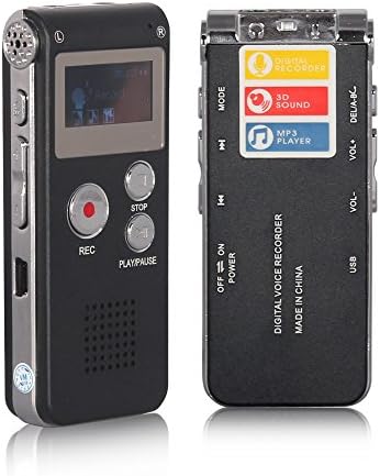 ACEE DEAL Digital Voice Recorder 8GB, Audio Voice Activated MP3 Player with Android USB Port, Multifunction Recorder Dictaphone with Built-in Speaker, Include Cables and Earphones Black-with-Silver