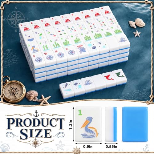Teyva Daily Nautical Themed Engraved American Blue Mahjong Tile Set - image 2