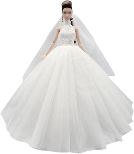 Miniatura 3 de Ropa de muñeca de novia, vestido de novia para niña de 11.5 pulgadas, vestido de princesa de fiesta, accesorios de muñecas de 16 (estilo B)