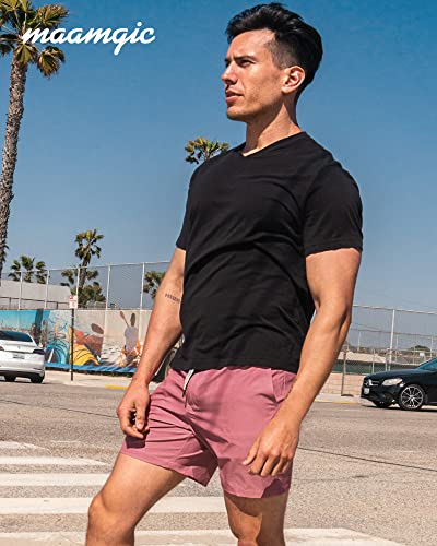 Maamgic Men's 5” Inseam Shorts Casual Classic Fit Short Men With Multi-Pocket Mens Workout Shorts Hybrid Quick Dry Shorts Red Large #TOP4