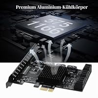 MZHOU PCI Express x1 zu 10-Port SATA-Karte,ASM1166 + JMB575 Controller – Ansicht 3