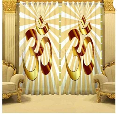 Image of Premium Om Design Curtains for Mandir, Pooja Room Parde for Temple, Home 4x9 feet Long Curtains Set of 1 Pc