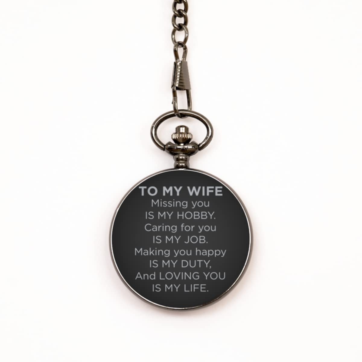 to My Wife Black Pocket Watch, Loving You is My Life, Birthday Gifts for Wife from Husband, Valentines Gifts for Women
