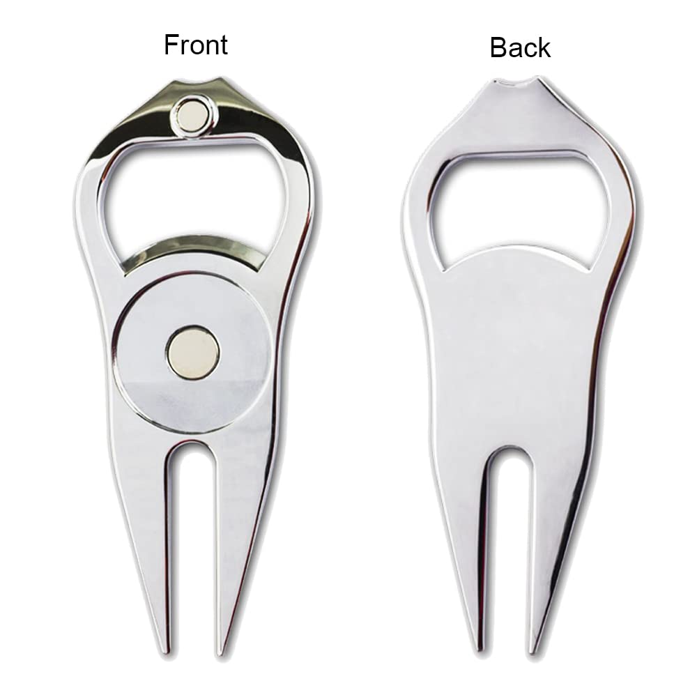 GOLTERS Golf Divot Repair Tool with Ball Marker, a Unique and Multi-Functional Golf Accessory, Nickel (Pink)