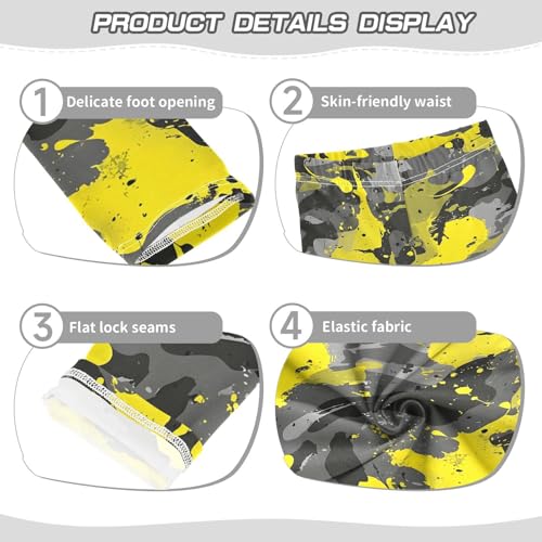 Yellow Splash Camo Girls Leggings Soft Stretch Workout Yoga Dance Pants for Kids Casual Tights3