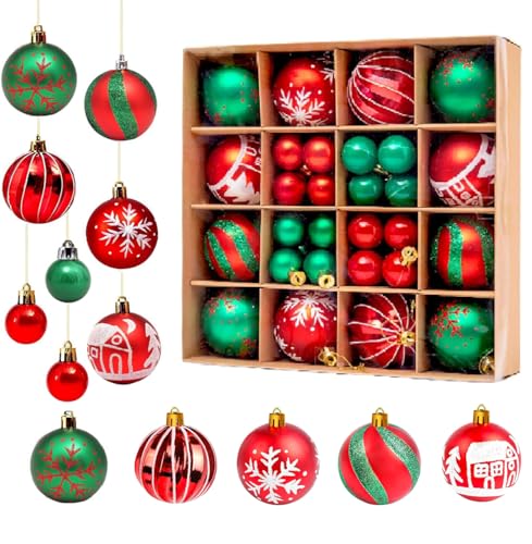 Ayuanb Weihnachtskugeln Grün und Rot, 44 Stück Weihnachtsdeko...