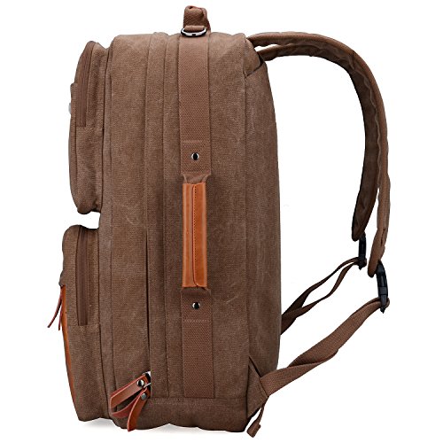 WITZMAN Vintage Canvas Backpack Carry on Travel Backpack for Men Duffel Bag Hiking Rucksack (6617 brown)