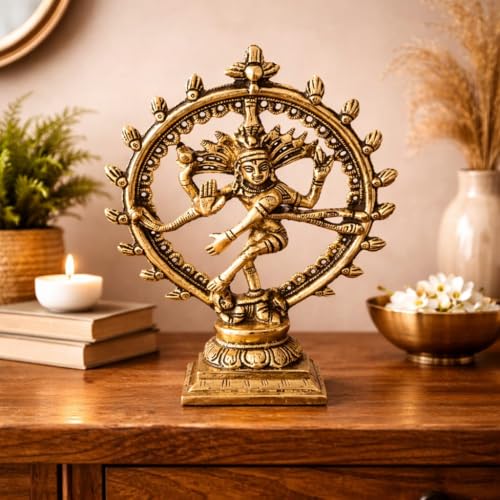 Estatua de Shiva Nataraja de latón 6.5 pulg miniatura 3