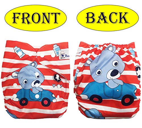 Image of Babymoon (Set of 3-1 Cloth Diaper with 2 5Layesr Bamboo Insert) Premium Adjustable Reusable Washable Cloth Diaper for Baby