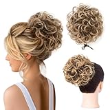 LNERATO Curly Bun Hair Piece for Women Elastic Drawstring Messy Hair Bun Pieces Synthetic Curly Wave Messy Bun Hair Extension for Daily Use