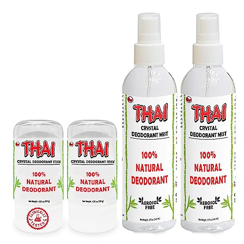 2-PACK Thai Deodorant Spray - Made in USA - Whole Body Natural Crystal Salt Deodorant Spray for Women Men & Teens, (8 Oz)