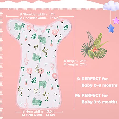 Image of 2 Pack Swaddles 3-6 Months, 2 Way Zipper Swaddles, Arms in /Out Convertible Baby Swaddle, 100% Cotton Arms Up Newborn Sleep Sacks, Flamingo & Bear